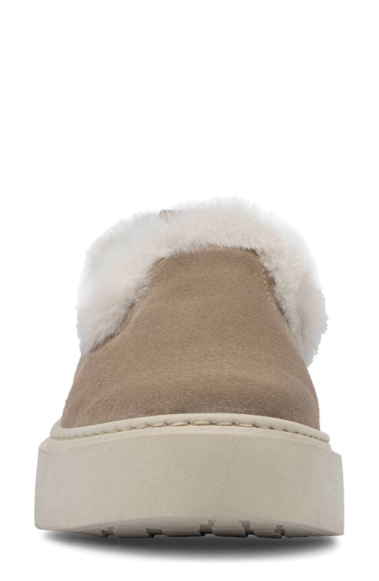 Letty Faux Fur Lined Slip-On Shoe, Alternate, color, DARK TAUPE/ WHITE