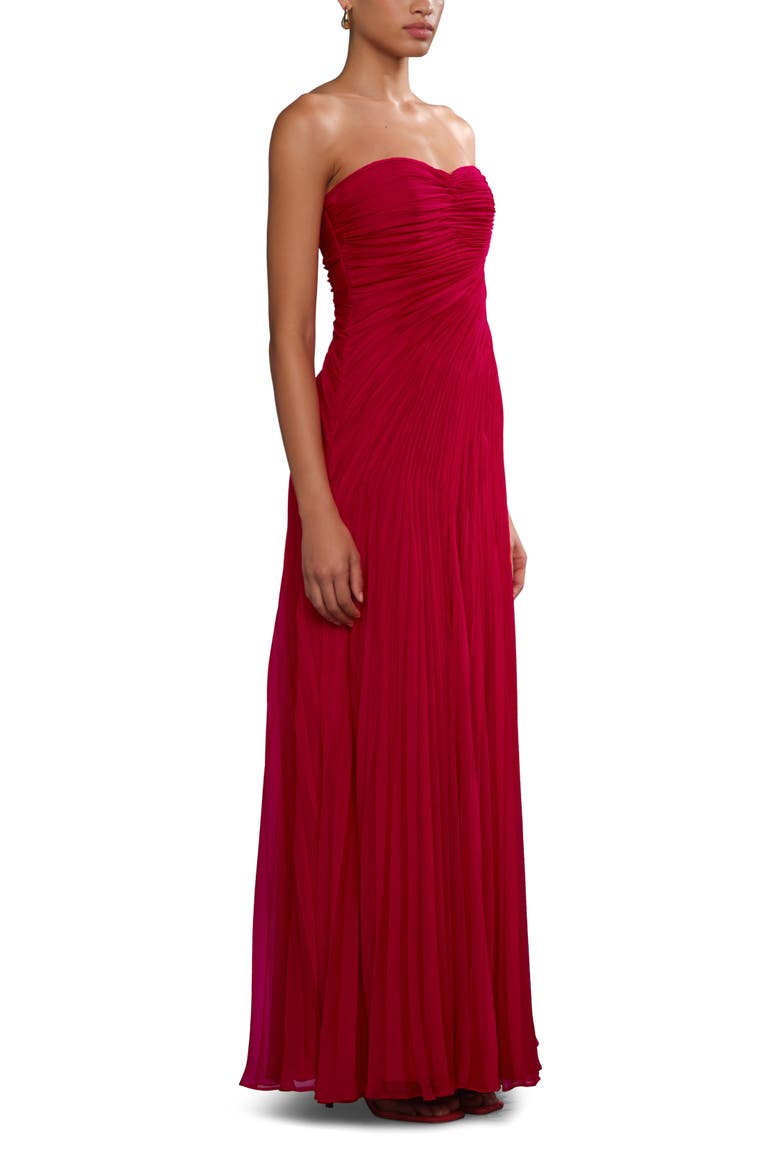 Elea asymmetrical pleated gown, Alternate, color, Solstice Red