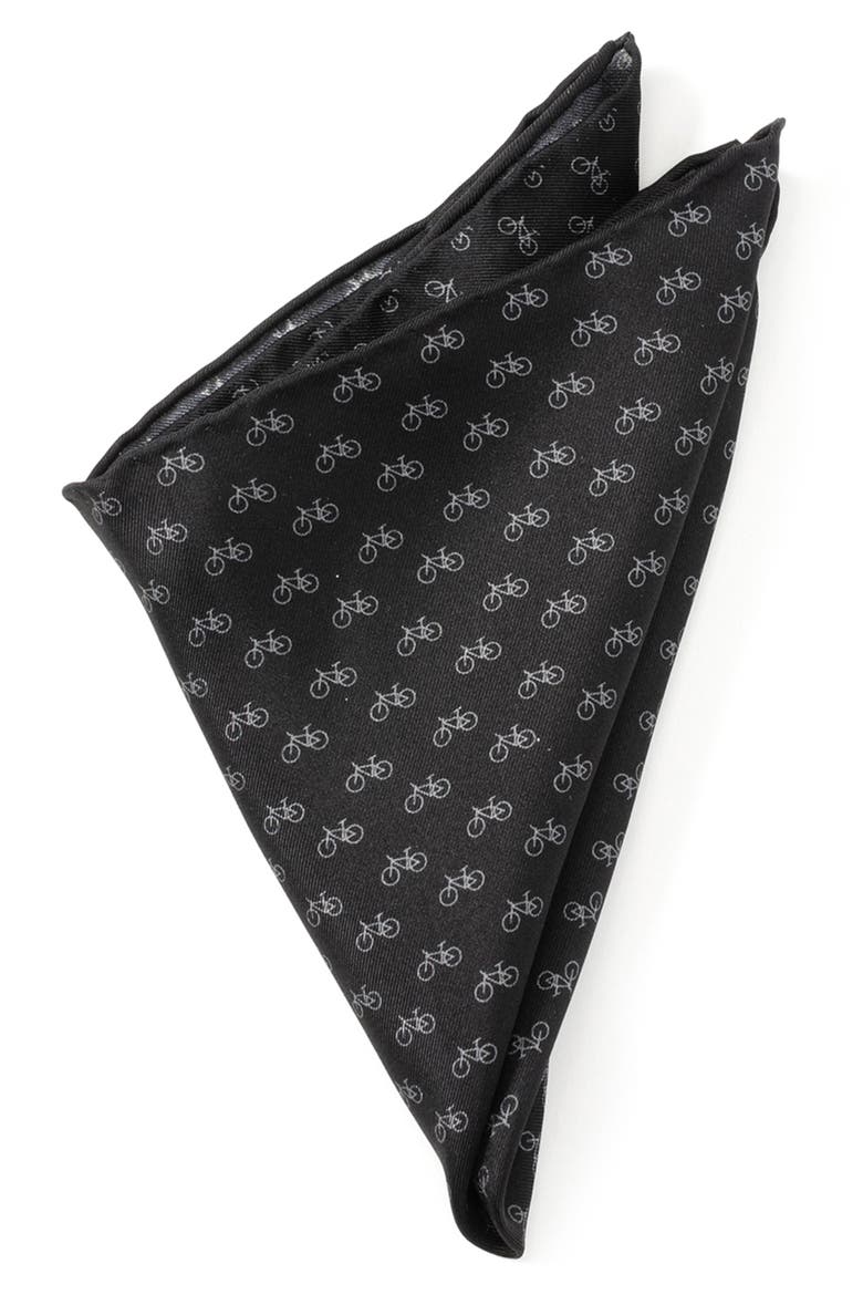 Bicycle Silk Pocket Square, Main, color, BLACK