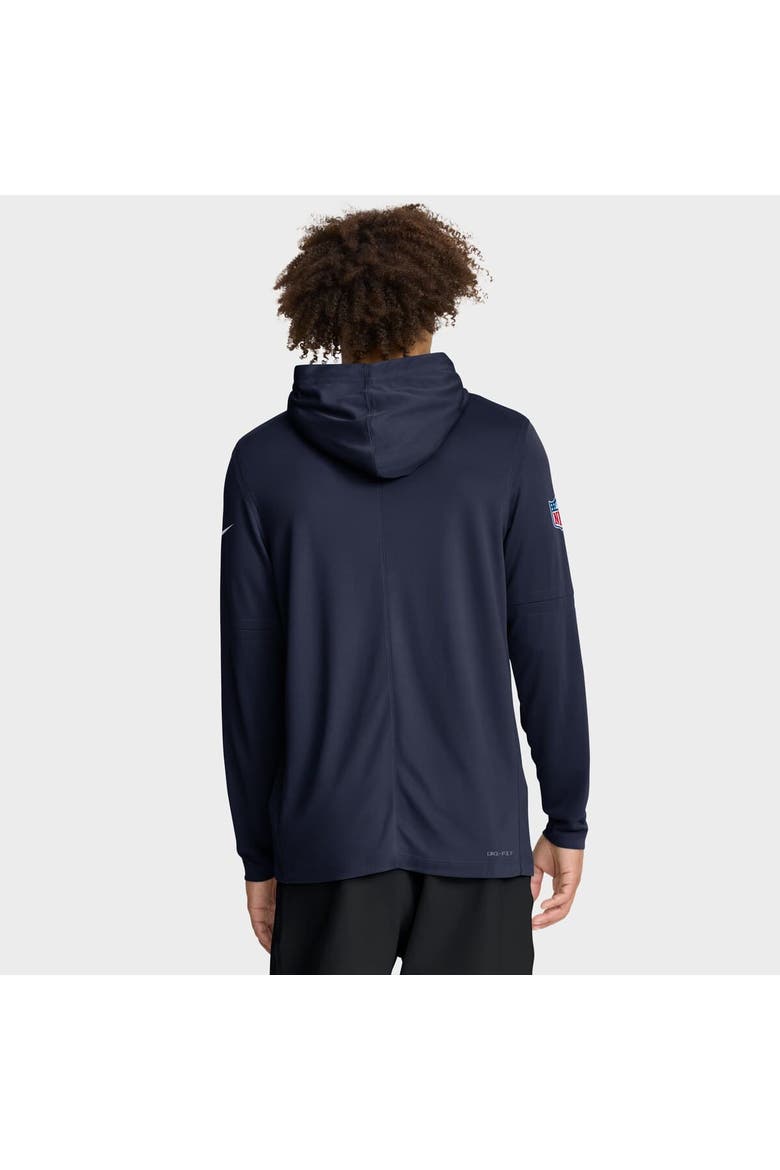 Men's Nike Navy Denver Broncos Sideline Pure Fury Performance Long Sleeve Hoodie T-Shirt, Alternate, color, Navy