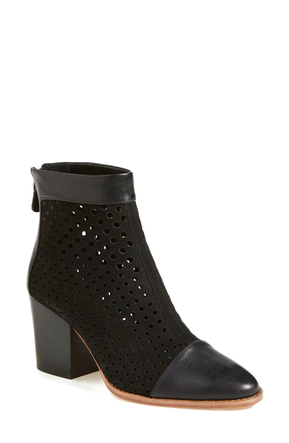 'Bedford' Block Heel Bootie, Main, color, BLACK