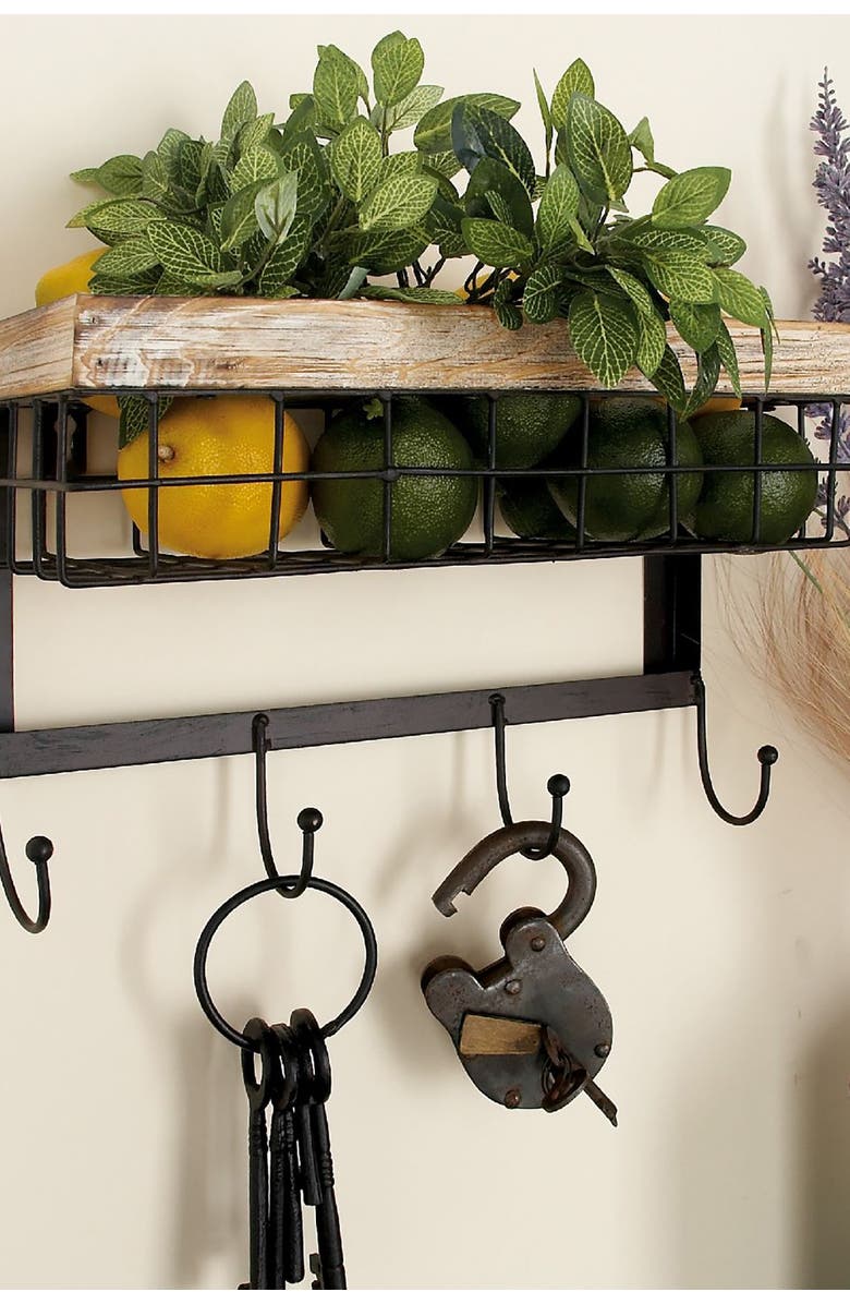 SONOMA SAGE HOME Brown Metal 1-Shelf & 4-Hanger Wall Hook, Alternate, color,