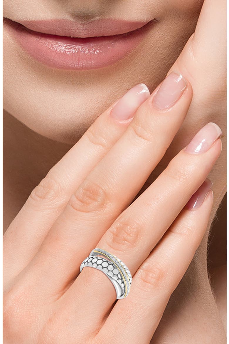 Sterling Silver Diamond Crisscross Ring, Alternate, color, SILVER/ 18K GOLD/ DIAMOND