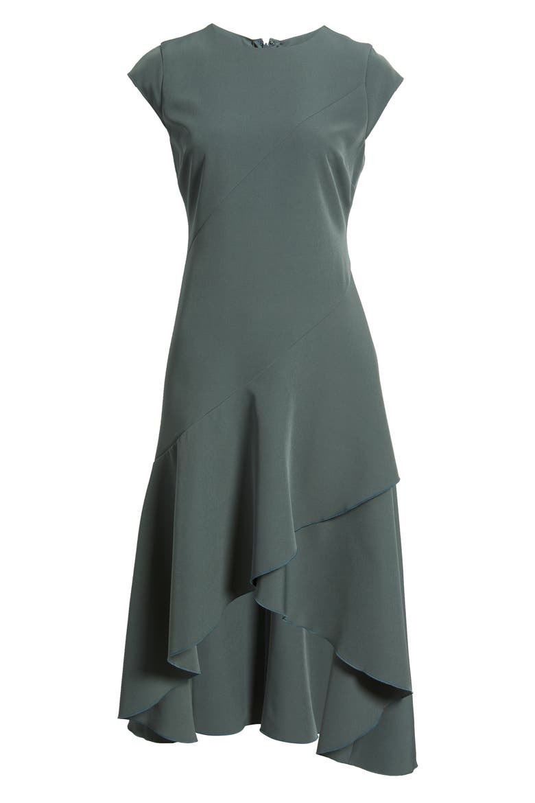 Cap Sleeve High Low Midi dress, Alternate, color, GREEN URBAN