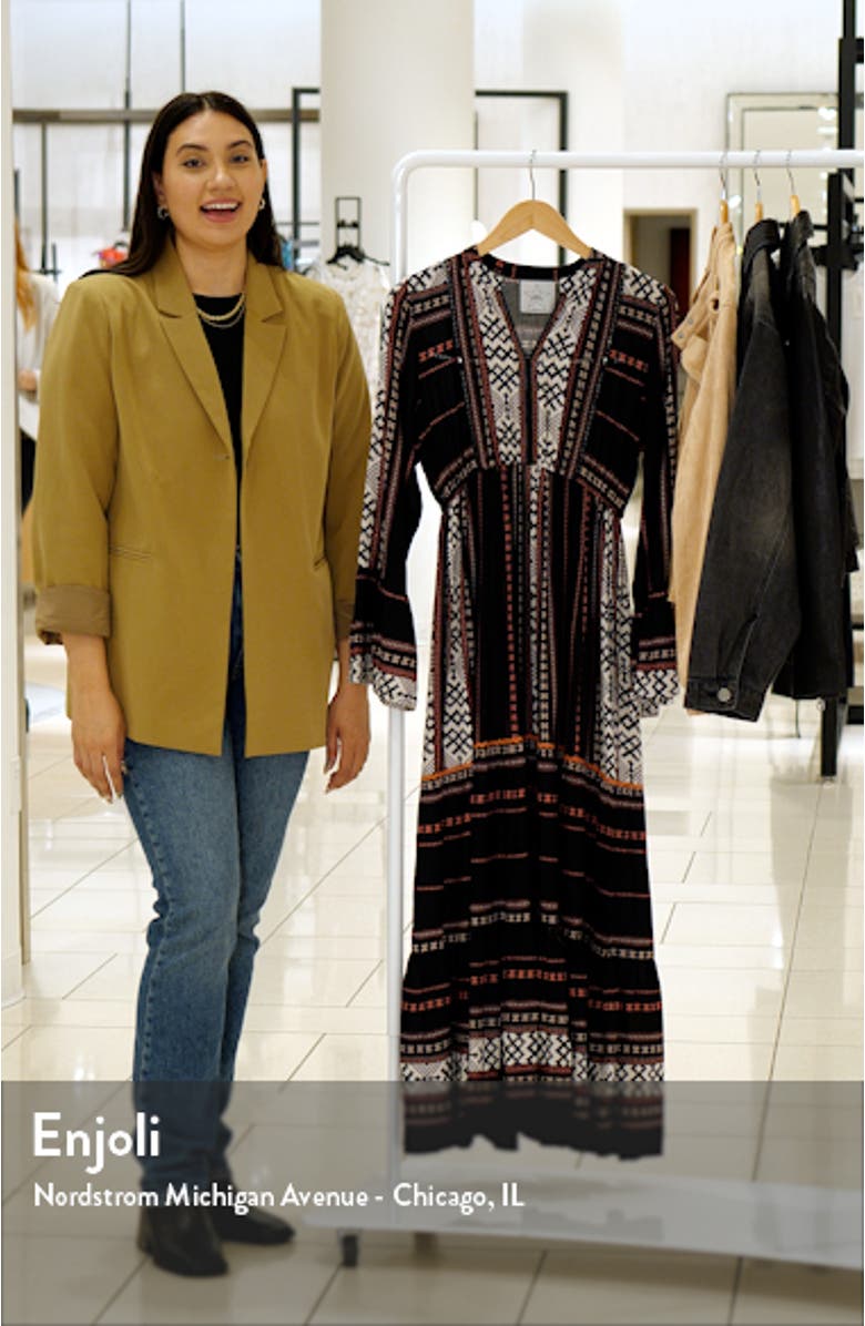 Hudson Southwest Border Print Long Sleeve Maxi Dress, sales video thumbnail