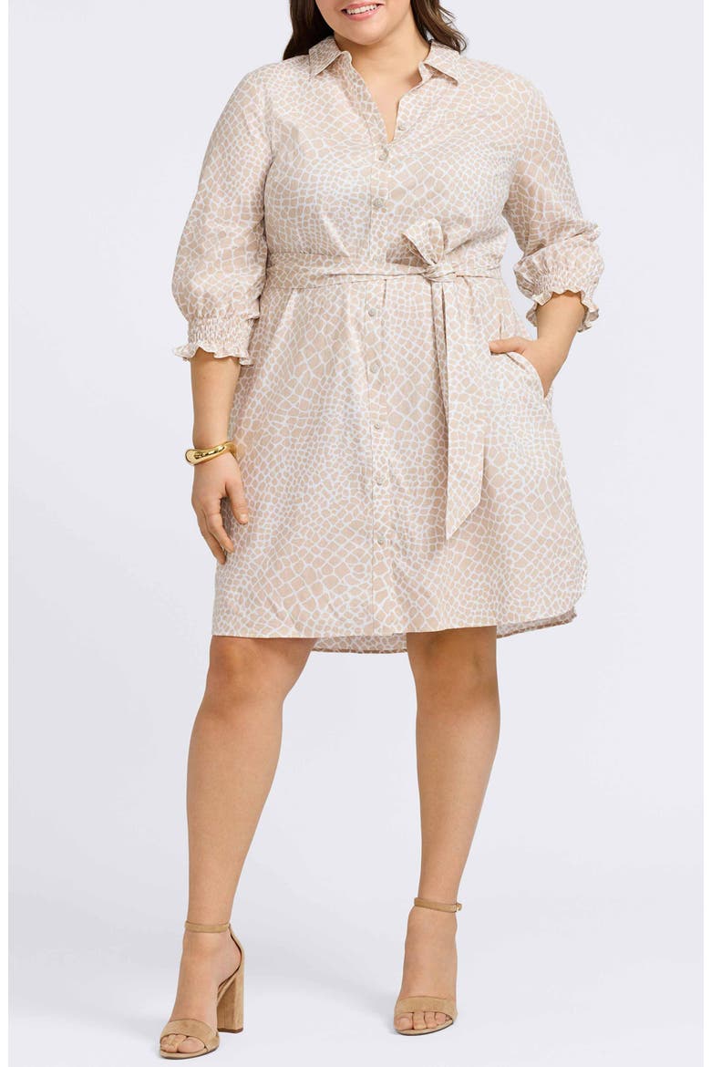 Abby Belted Linen Blend Shirtdress, Main, color, FLAX WHITE