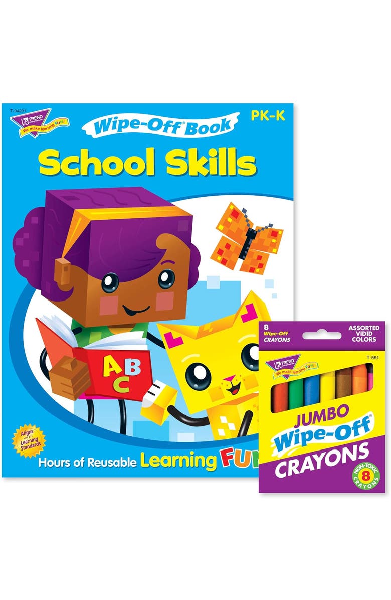 TREND enterprises, Inc. School Skills Reusable Book & Crayons, Multi, Main, color, Multicolored