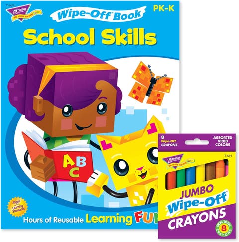 School Skills Reusable Book & Crayons, Multi