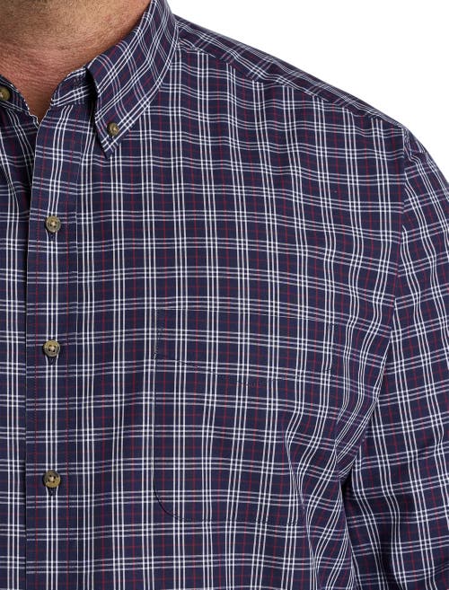 Harbor Bay By Dxl Big & Tall Easy-care Small Plaid Sport Shirt In Blue Multi
