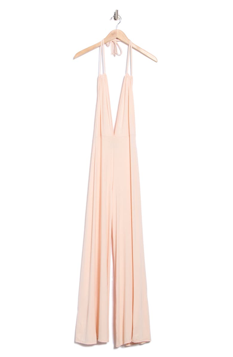 GO COUTURE Plunge Strap Wide Leg Jumpsuit, Alternate, color, Linen