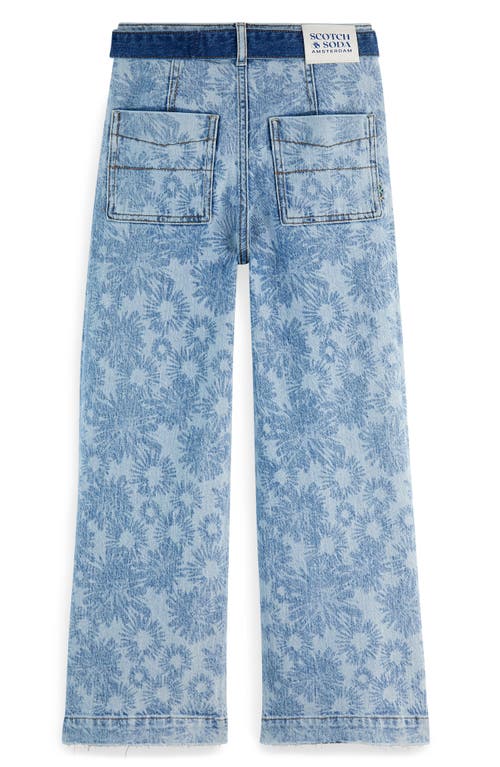 Scotch & Soda Kids' The Wave Floral Wide Leg Denim Jeans In Abstract Flora
