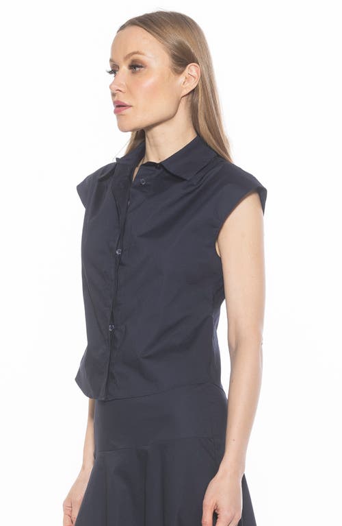 Alexia Admor Juniper Button-up Shirt In Navy
