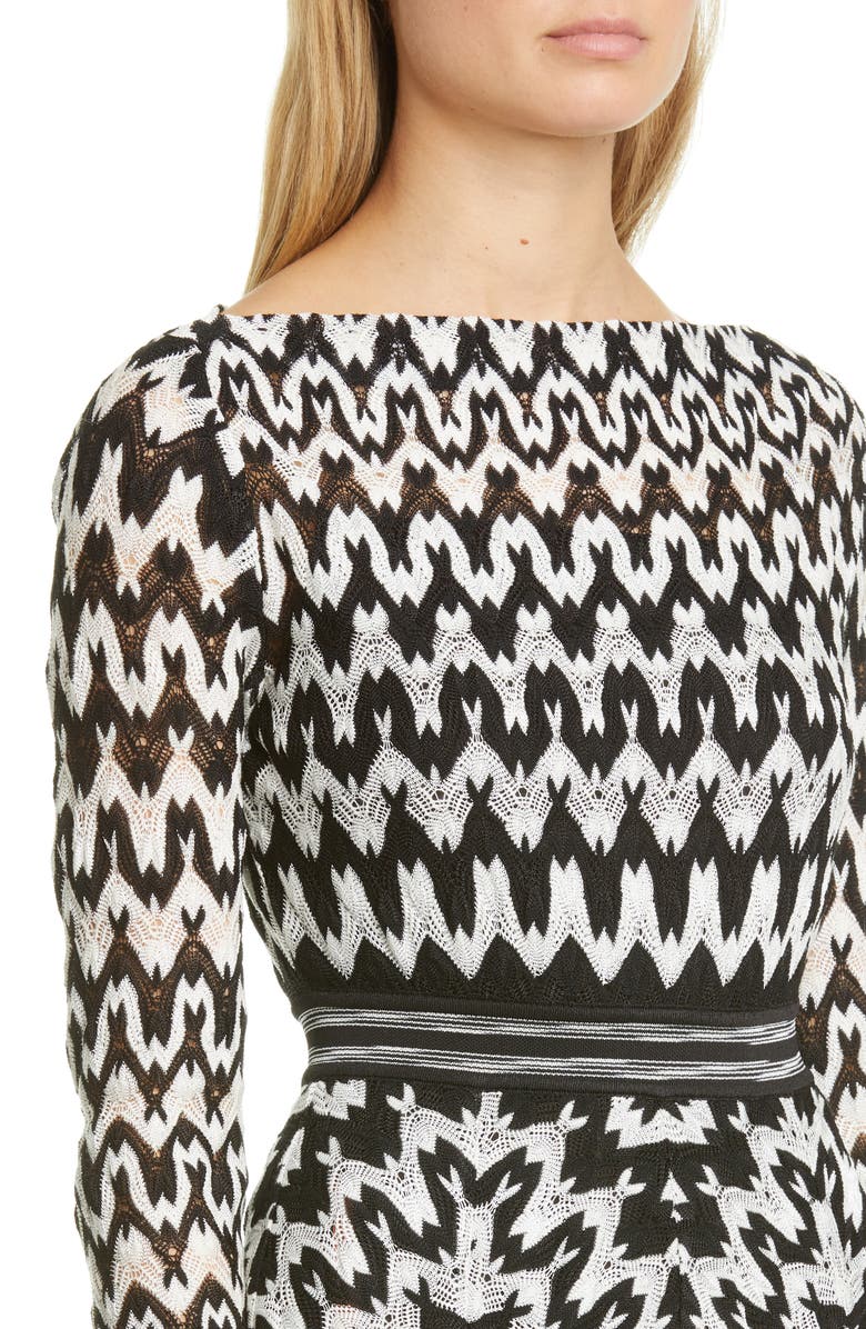 Missoni Zigzag Long Sleeve Fit & Flare Dress, Alternate, color,