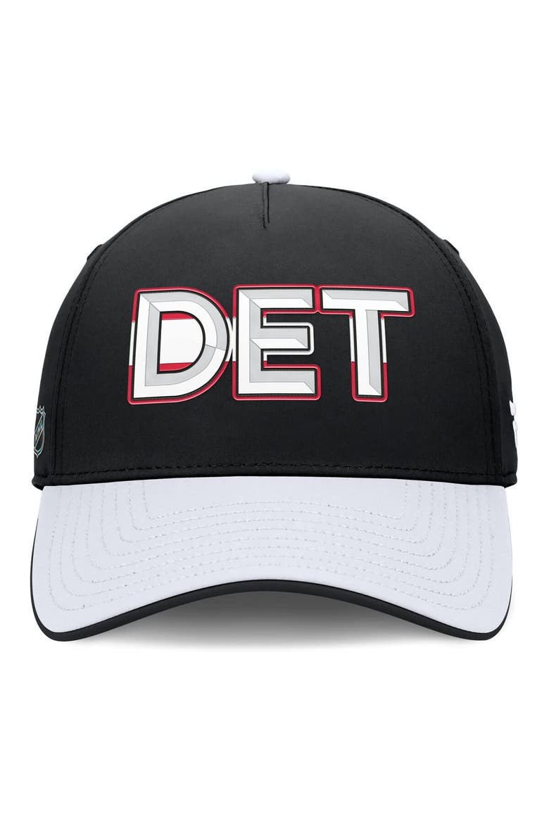 Men's Fanatics Black/White Detroit Red Wings Authentic Pro Rink Team Code Flex Hat, Alternate, color, Black