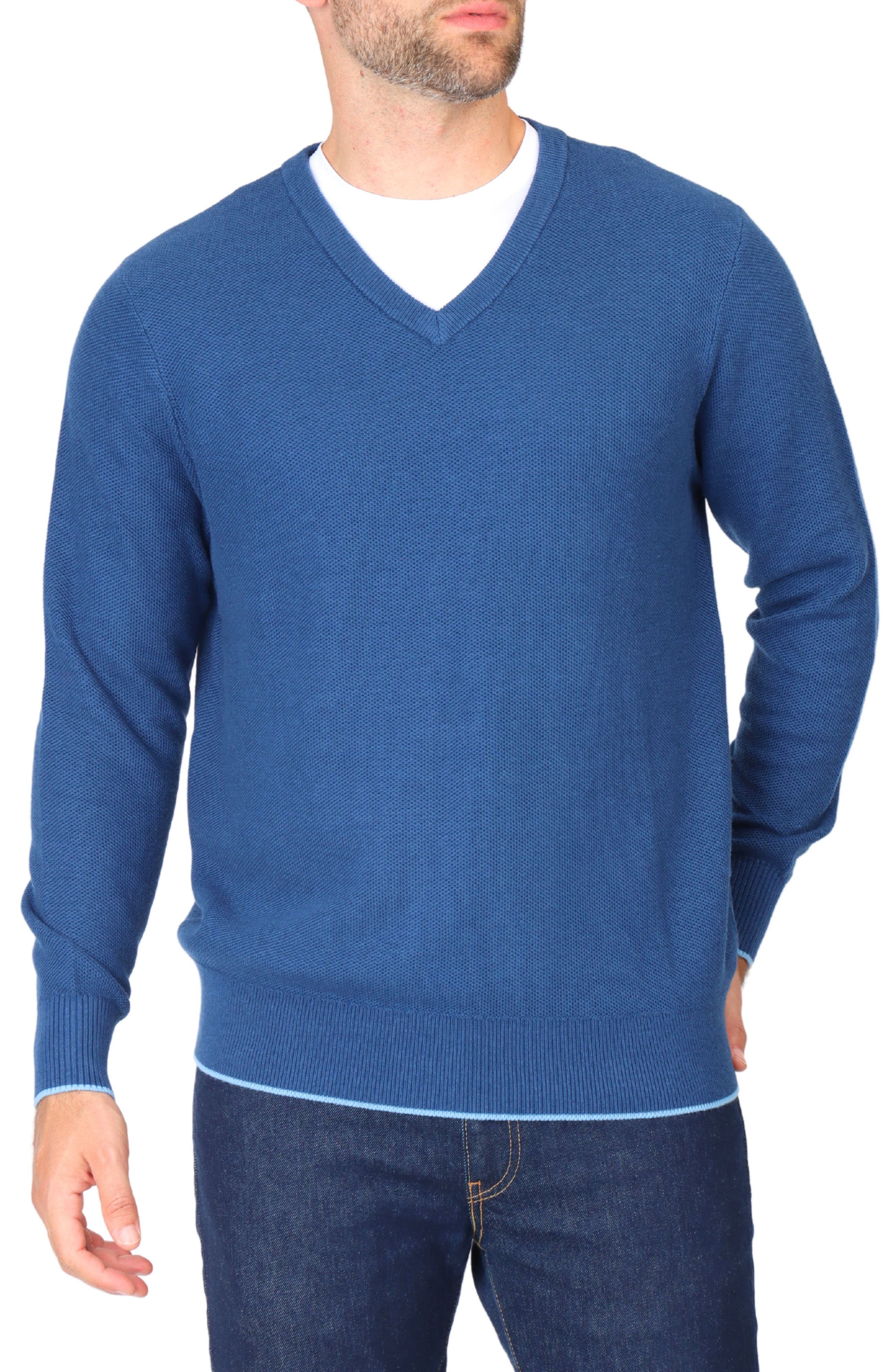 TailorByrd Waffle Knit V-Neck Sweater
