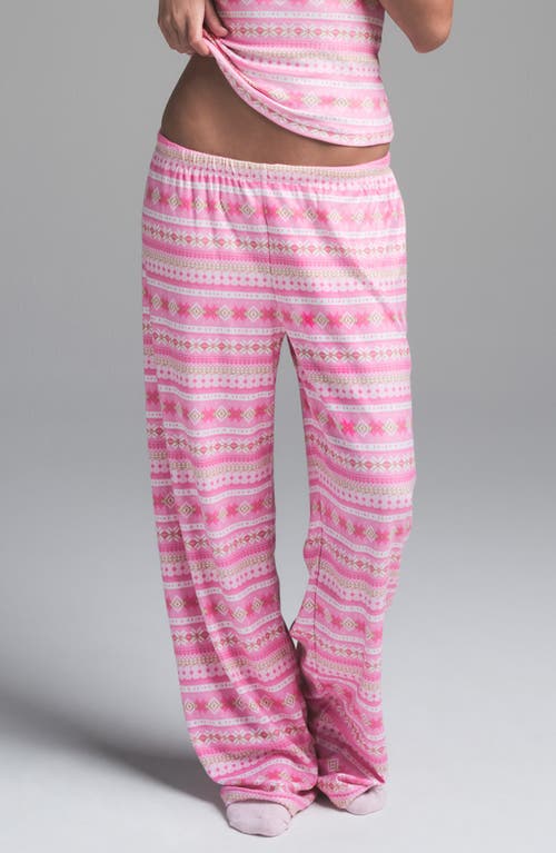Skims Logo Plush Pointelle Pajama Pants In Pink