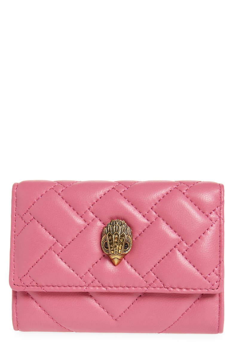 Flap Multi Leather Trifold Card Holder, Main, color, PINK