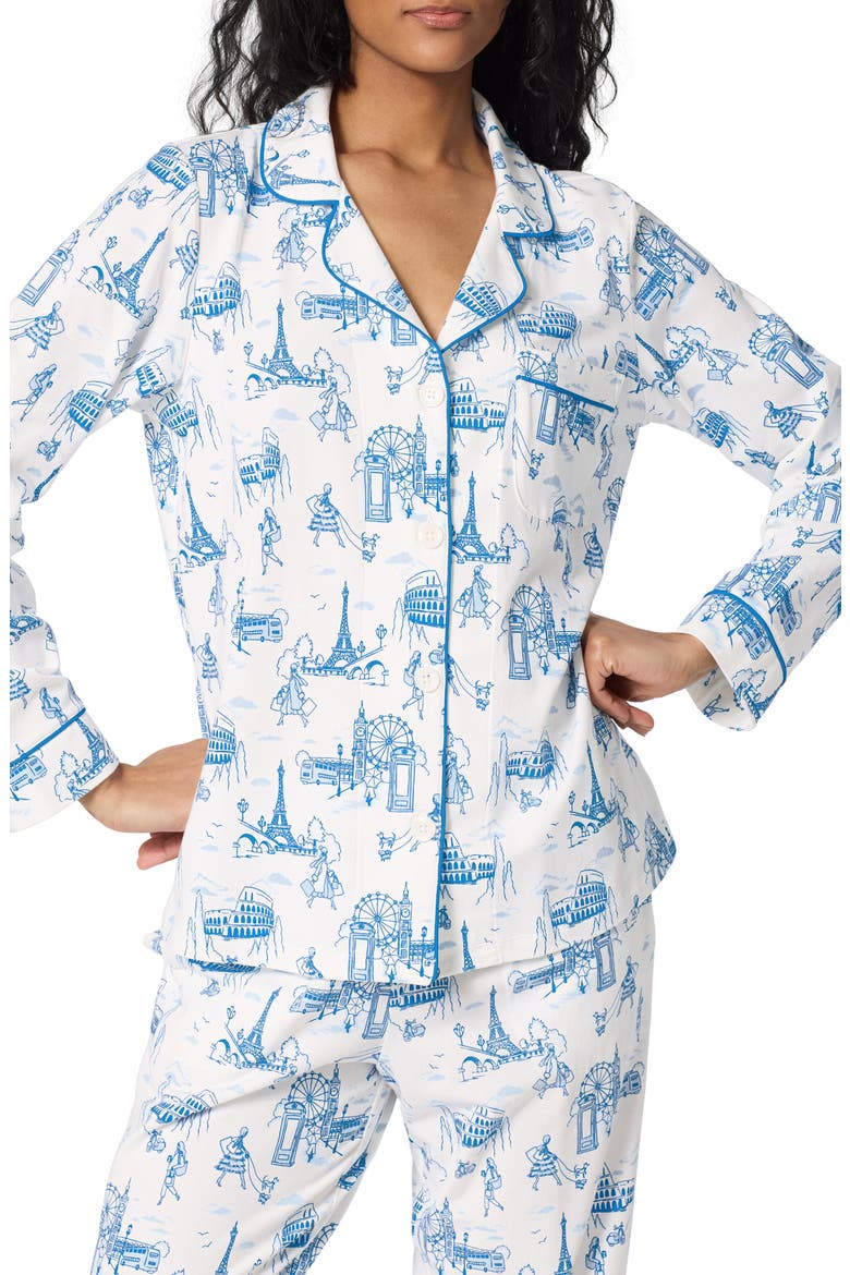 Print Stretch Organic Cotton Pajamas, Alternate, color, JET SETTER
