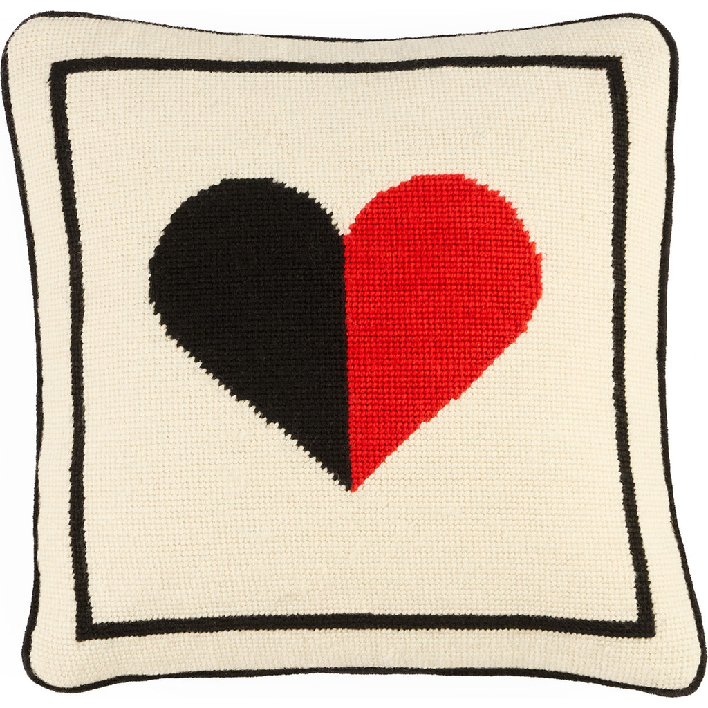Jonathan Adler Hearts Needlepoint Pillow In White