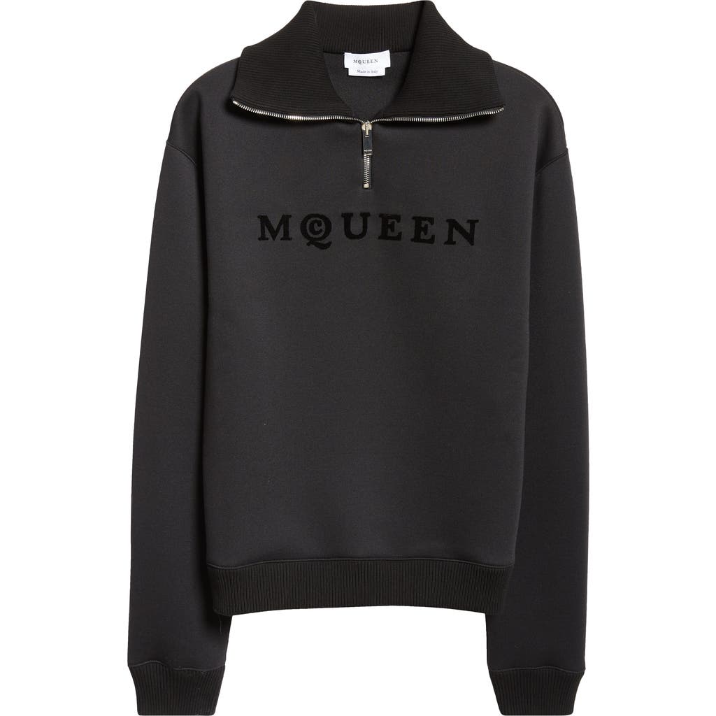 Alexander Mcqueen Logo Half Zip Sweatshirt In Black