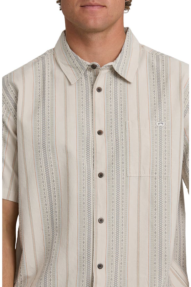 Sundays Stripe Jacquard Short Sleeve Cotton Button-Up Shirt, Alternate, color, OATMEAL