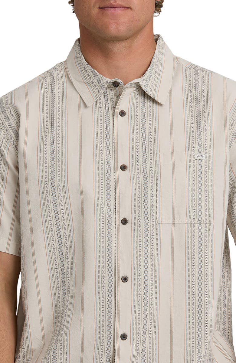 Billabong Sundays Stripe Jacquard Short Sleeve Cotton Button-Up Shirt, Alternate, color, Oatmeal