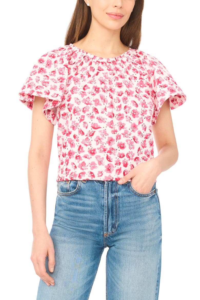 Tassel Tie Cotton Poplin Top, Main, color, ROSE CERISE