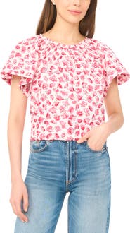 CeCe Tassel Tie Cotton Poplin Top