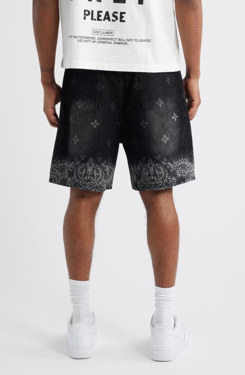 Criminal Damage Laser Print Denim Shorts