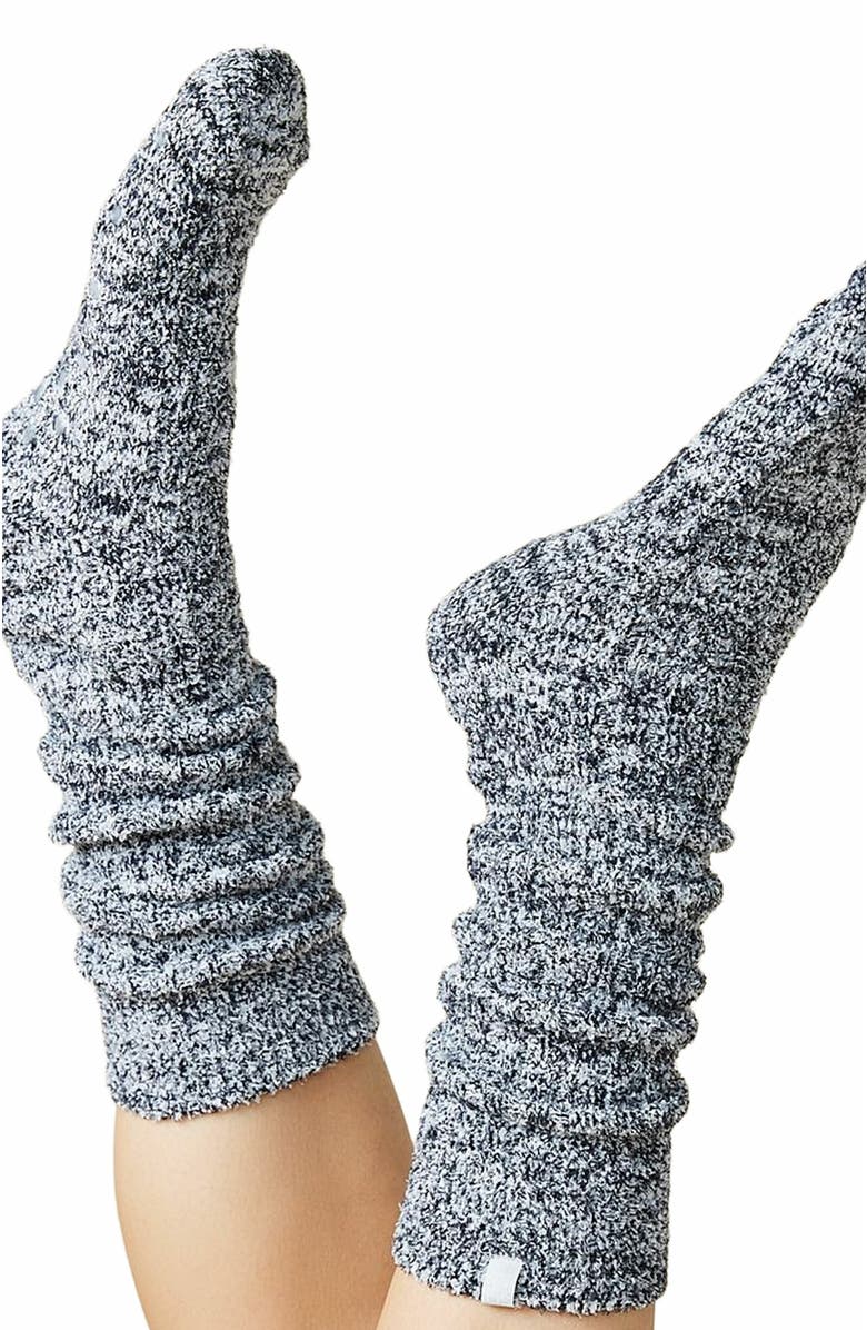 Softies Marshmallow Slouchy Socks with Grippers, Alternate, color, Heather Black