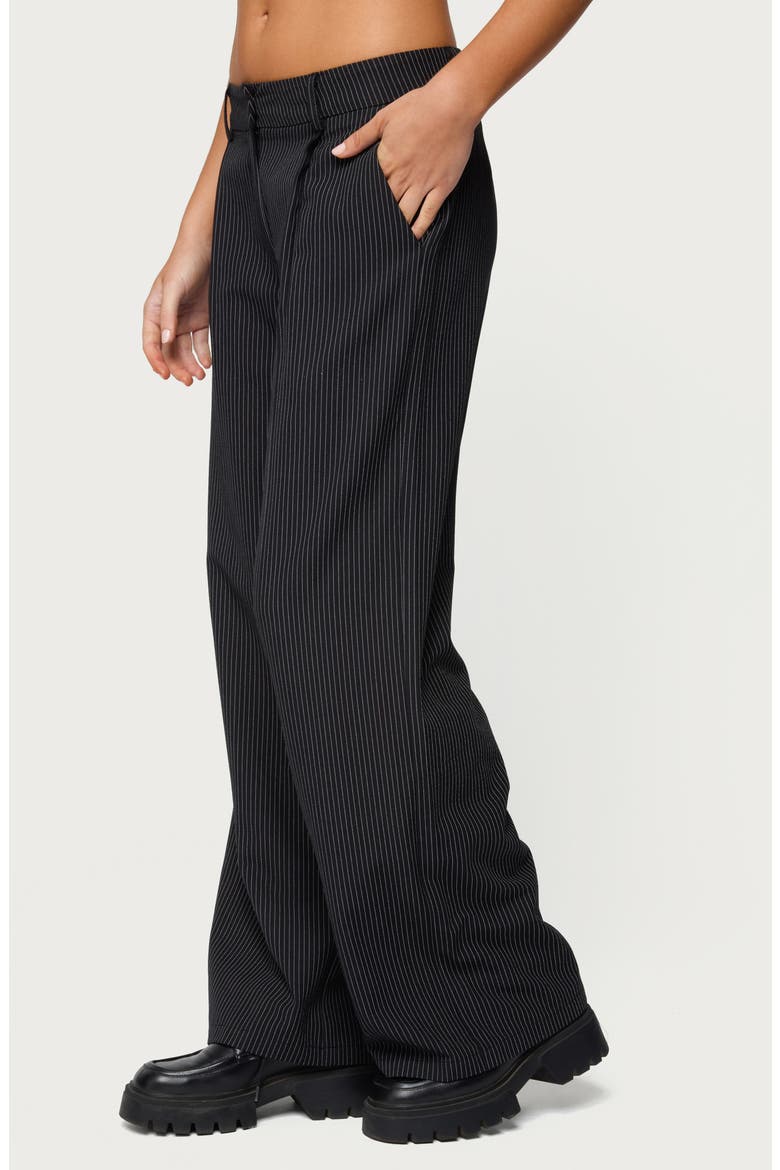 Pinstripe Low Rise Straight Leg Pants, Alternate, color, BLACK