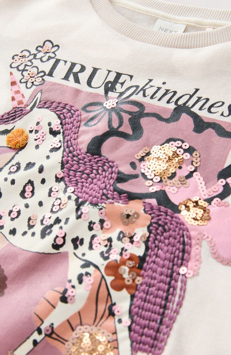 NEXT Kids' Unicorn Sequin Cotton Blend Sweatshirt, Alternate, color, Neutral