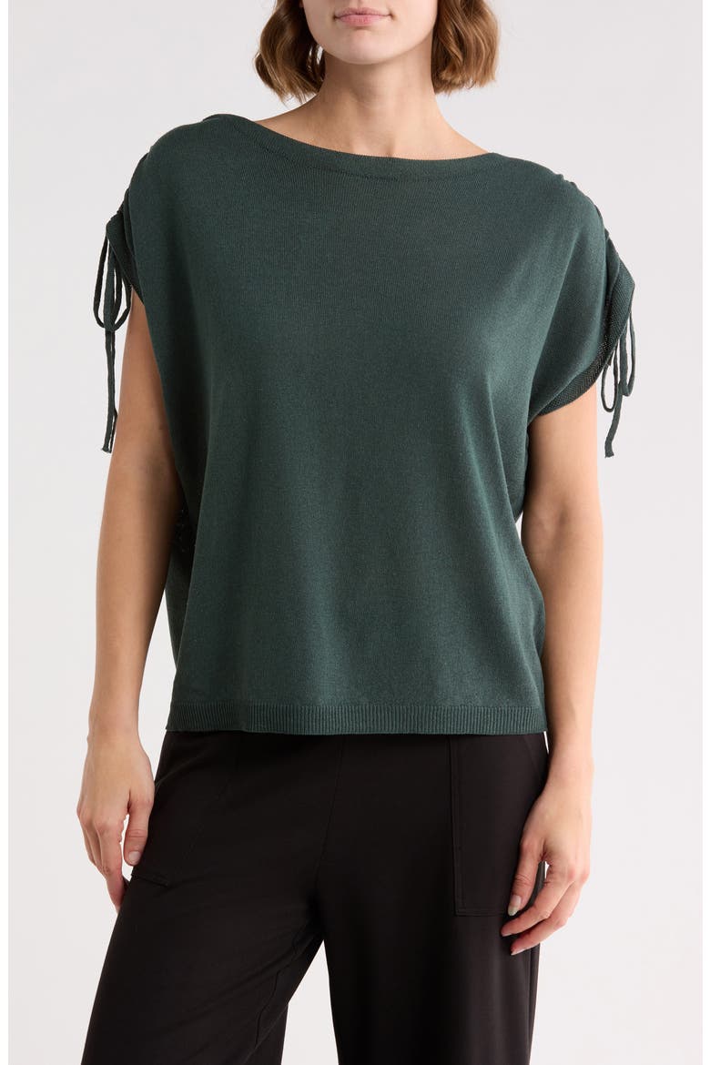 Ruched Tie Sleeve Sweater, Main, color, DEEP TEAL