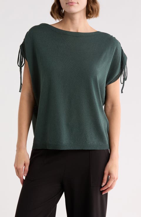 Ruched Tie Sleeve Sweater