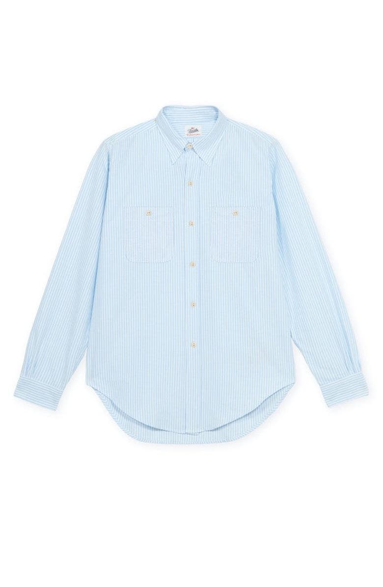 Fortela Woven Striped Patch Pocket Shirt, Main, color, Light Blue