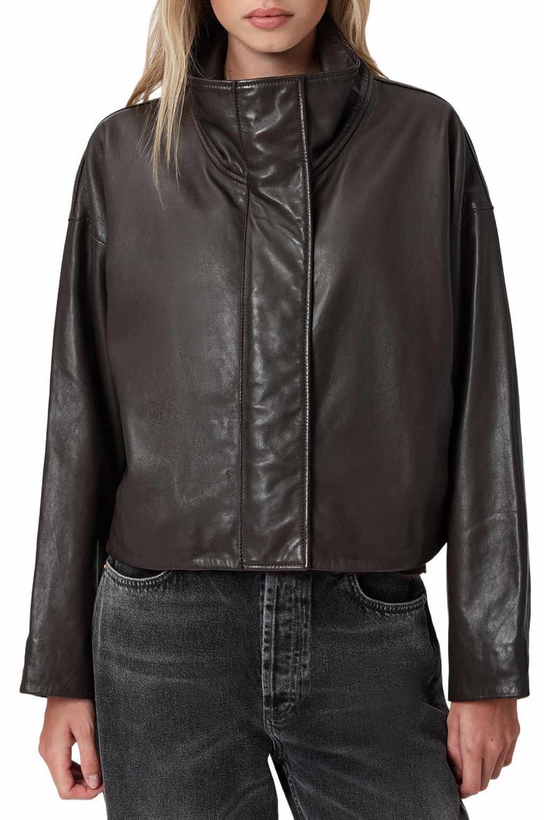 Ryder Leather Jacket, Main, color, BITTER BROWN