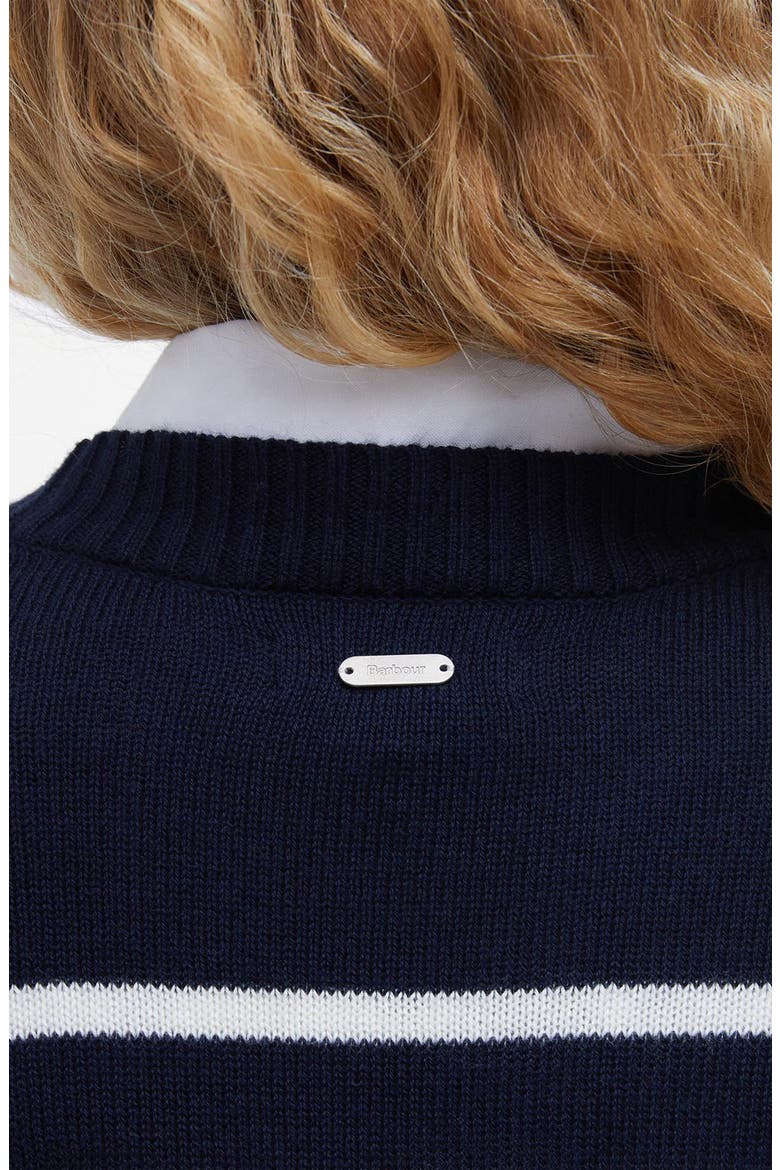 Emery Stripe Crop Cotton & Cashmere Sweater, Alternate, color, NAVY/ CLOUD