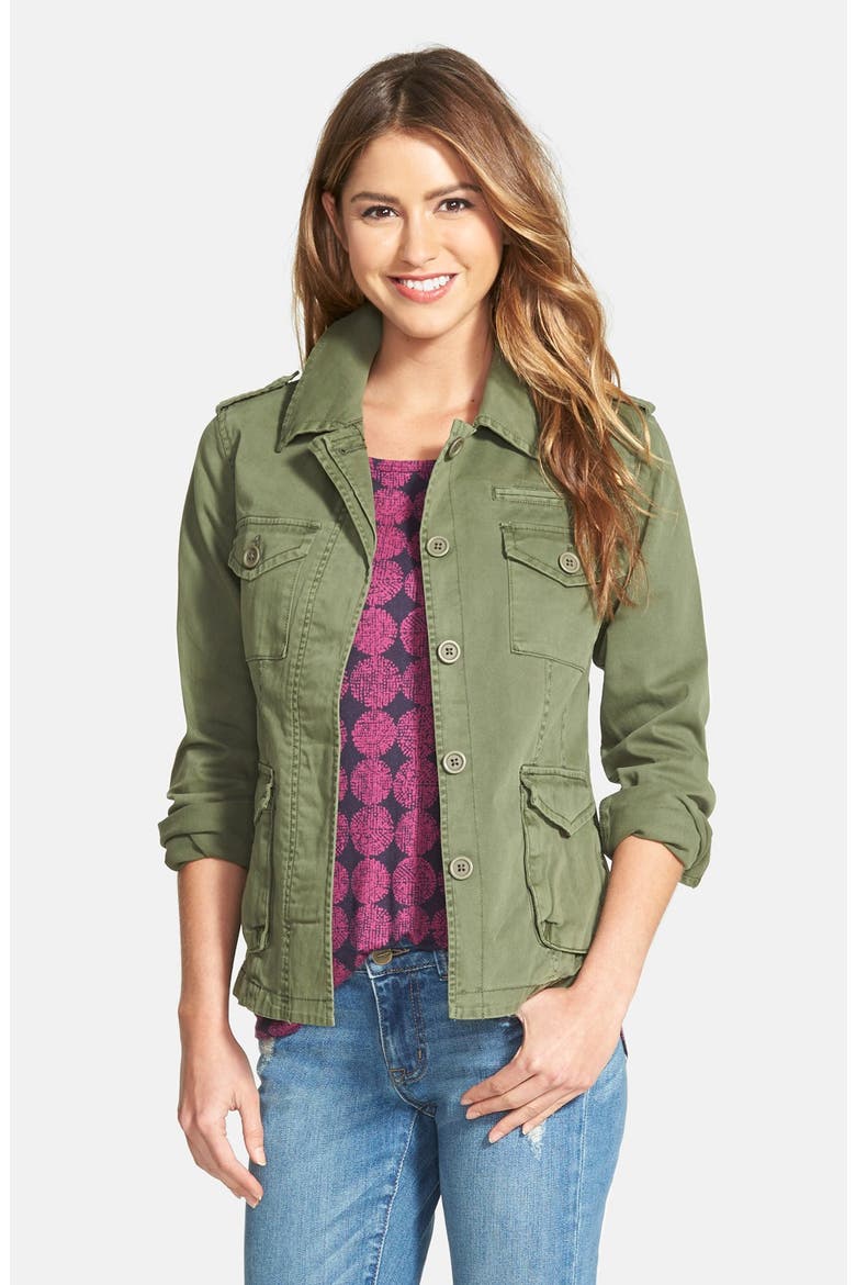 'Troop' Cotton Twill Peplum Jacket, Main, color, ORIGINAL ARMY GREEN