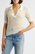 Pistola Billy Stripe Short Sleeve Johnny Collar Sweater