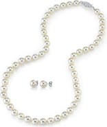 The Pearl Source 6.0-6.5mm Japanese Akoya Pearl Necklace & Earrings