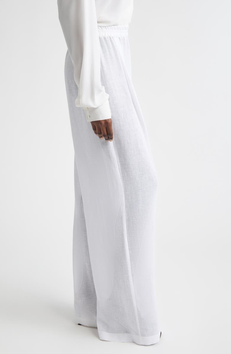 Michael Kors Collection Pleated Wide Leg Linen Pajama Pants, Alternate, color, Optic White