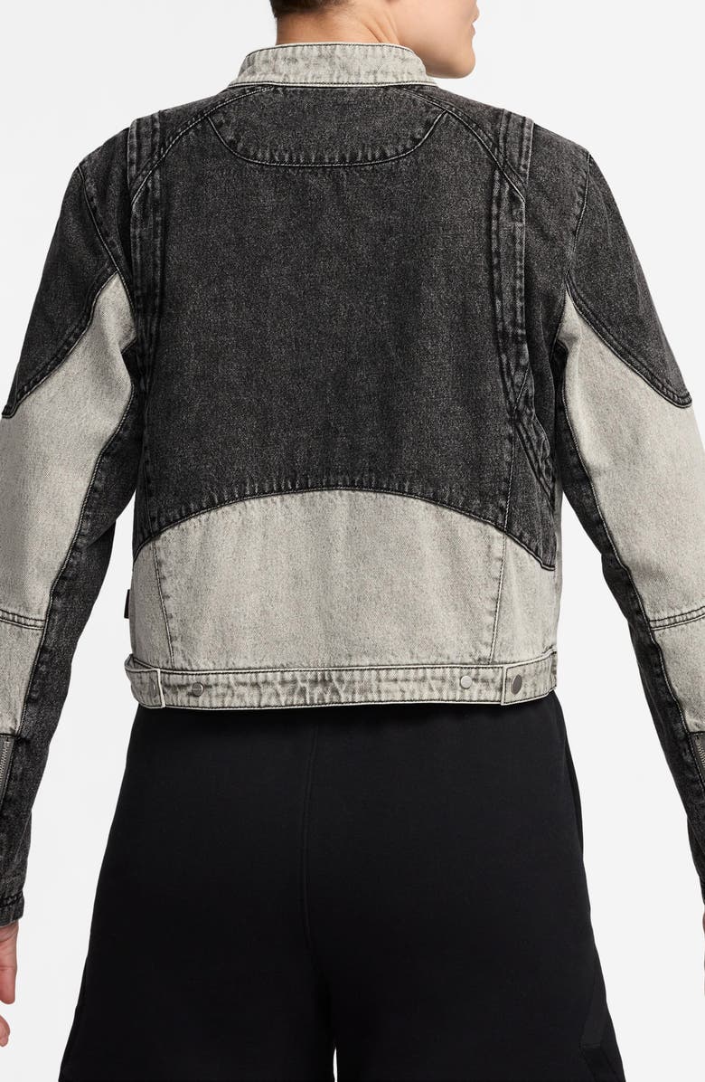 Jordan Air Jordan Denim Moto Jacket, Alternate, color, Black/ Flat Pewter/ Iron Grey