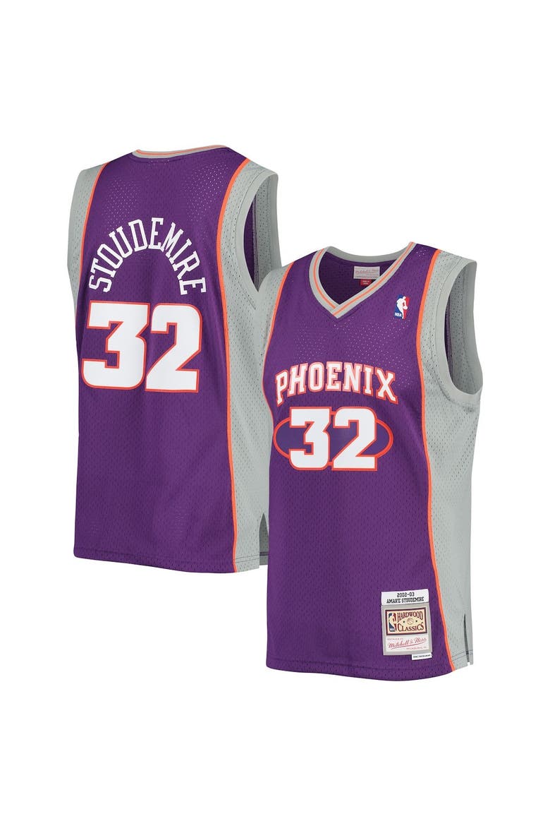 Men's Mitchell & Ness Amar'e Stoudemire Purple Phoenix Suns 2001/02 Hardwood Classics Swingman Jersey, Main, color, Purple