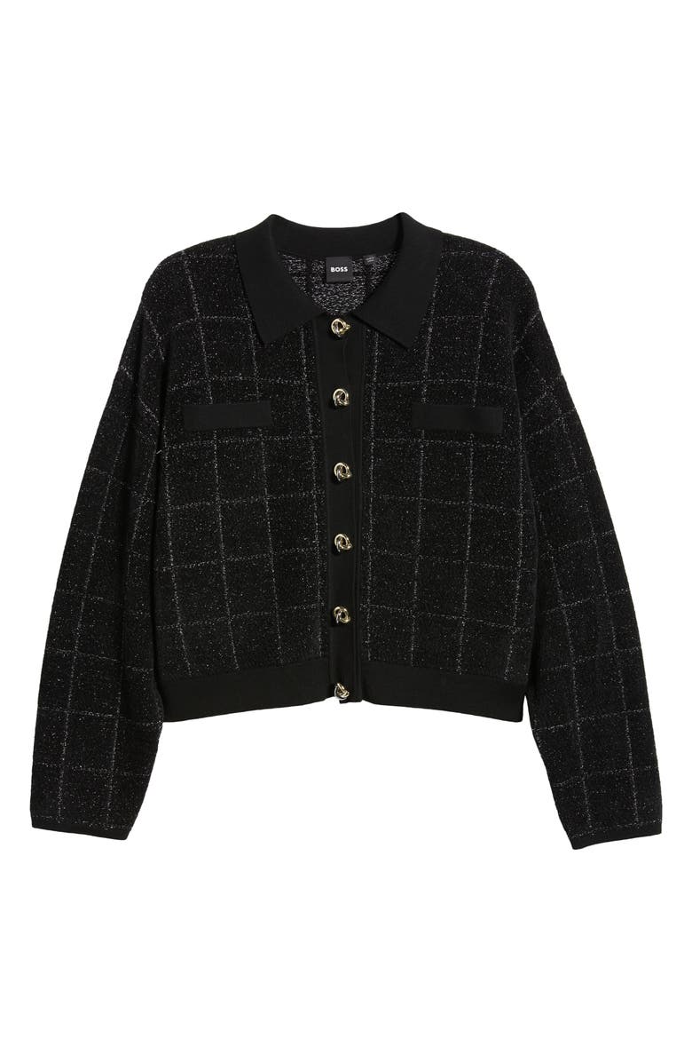 BOSS Fironia Metallic Plaid Jacket, Alternate, color, Black Lurex Plaid