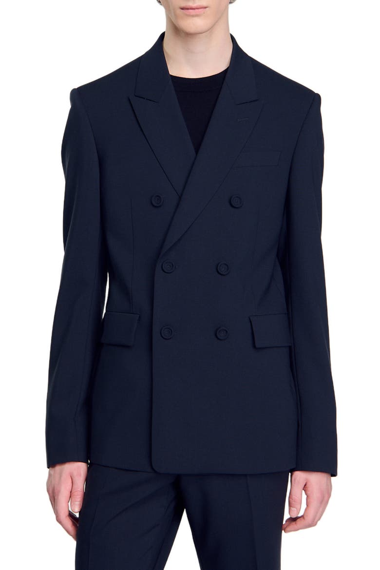 Double-breasted suit jacket, Main, color, Navy blue