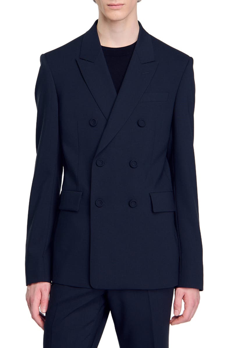 SANDRO Double-breasted suit jacket, Main, color, 