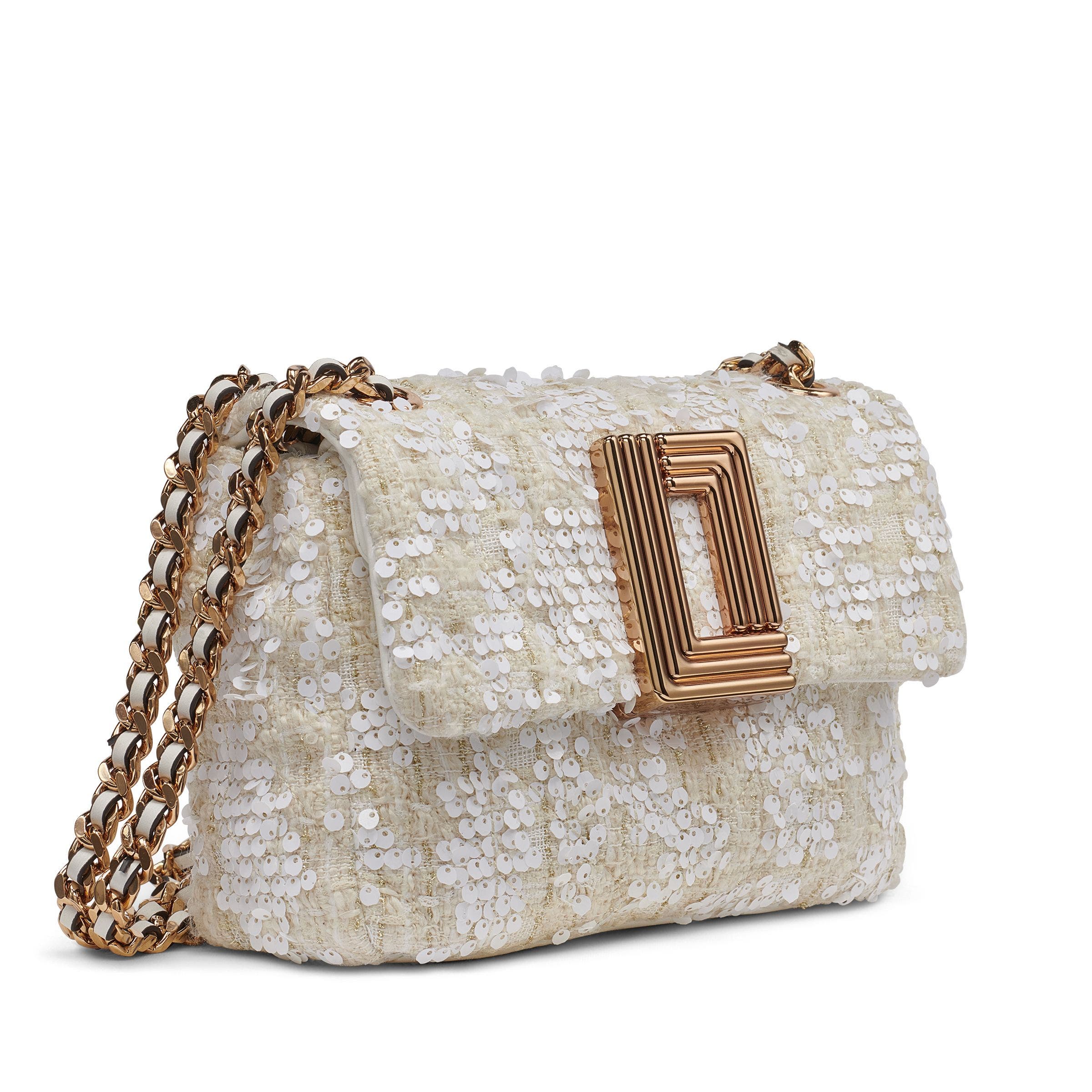 Lafayette Boucle+Sequins Crossbody, Alternate, color, Winter White