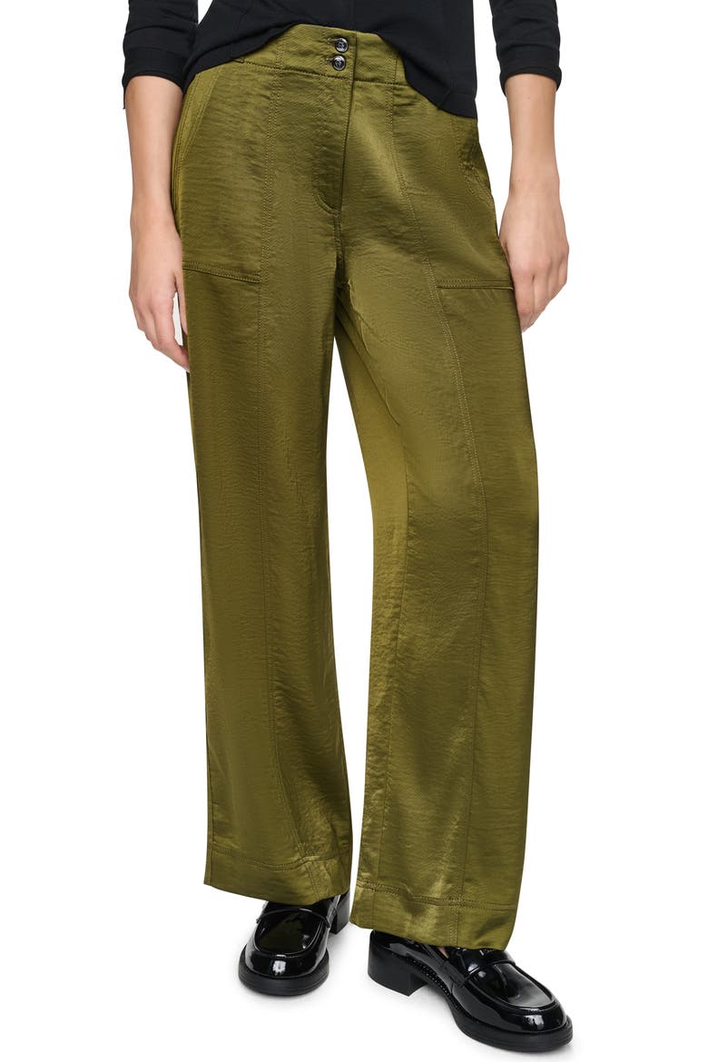 Wide Leg Glazed Pants, Main, color, DARK OLIVE