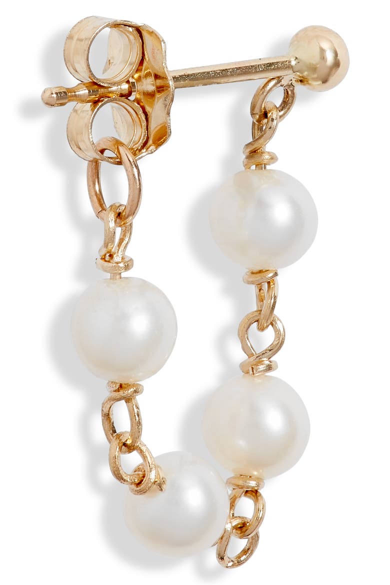 Pearl Chain Wrap Earrings, Alternate, color, YELLOW GOLD