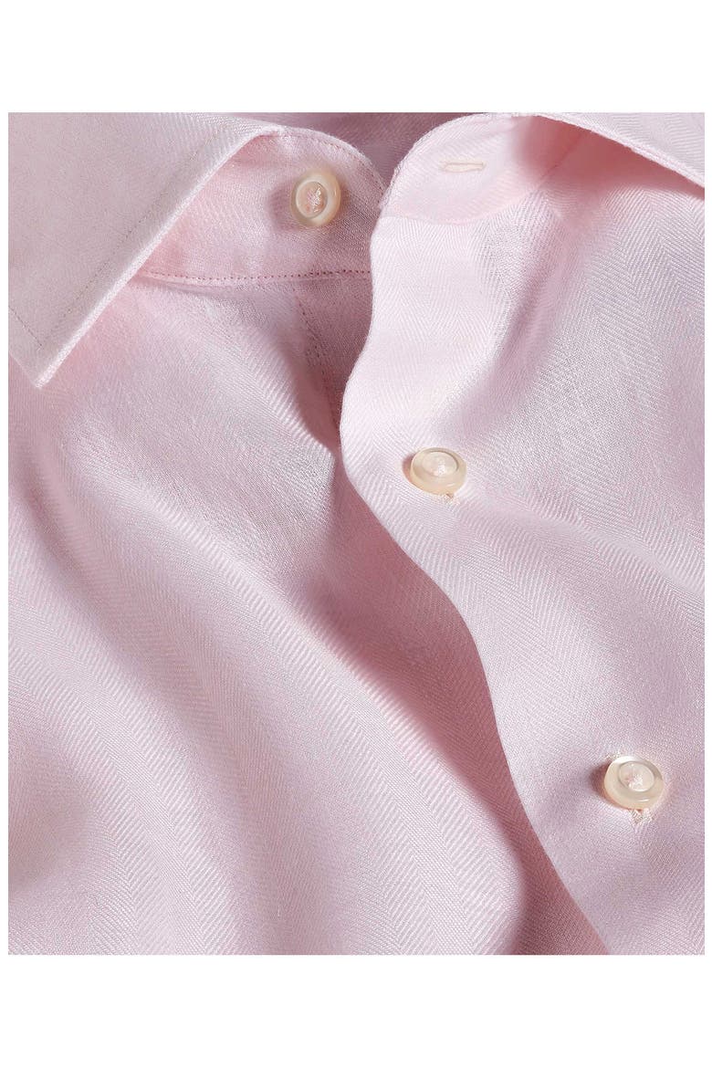 Trim Fit Linen Herringbone Dress Shirt, Alternate, color, PINK